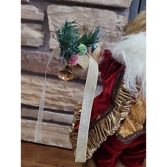 Victorian Christmas Santa Mantel Table Top Figurine 19”Fur Trim Elegant Velvet - Picture 4 of 16